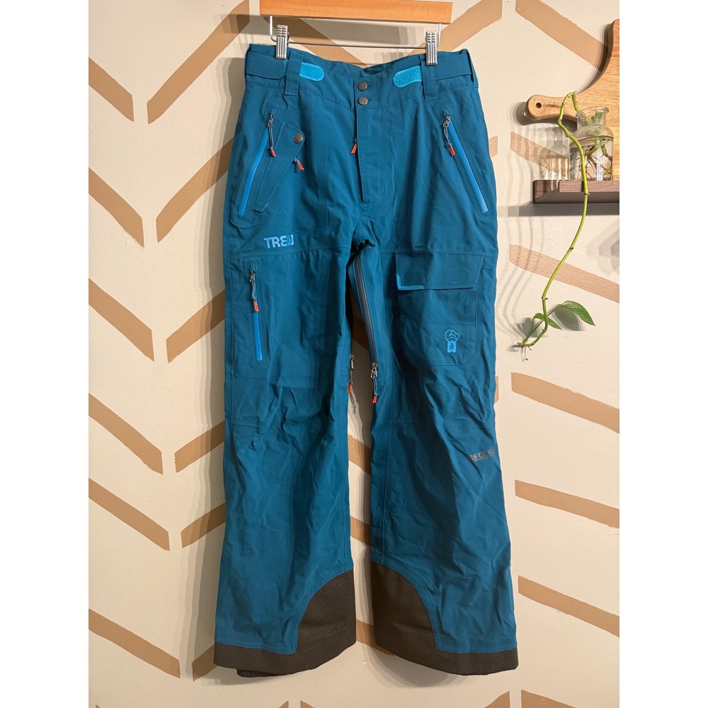 TREW Gear Snow Pants Women Small Teal Tempest Freeride RECCO Technical Shell